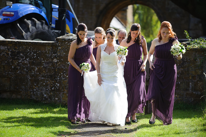 Wormleighton Wedding Photography: Bride and Bridesmaids at St Peter's Church, Wormleighton